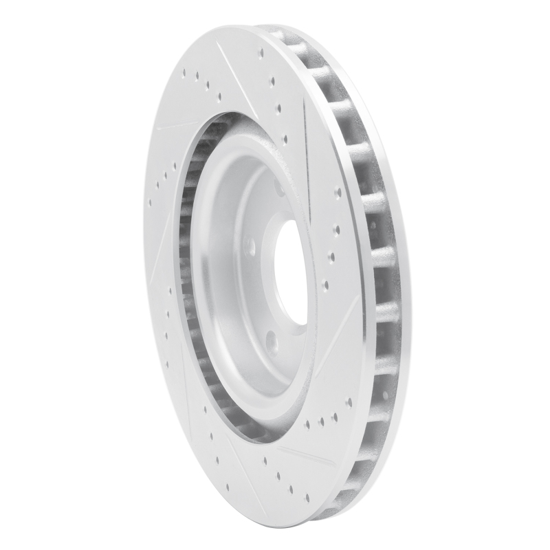 Cadillac XLR Brake Rotor (1) - Front Left - R1 Concepts - Drilled & Slotted - Silver - `05-`13